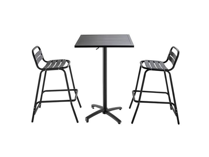 Oviala - Table haute de jardin bistrot carrée en aluminium 60x60 cm et 2 chaises hautes