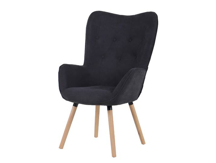 Svita Ohrensessel Cleo Stoffbezug Dunkelgrau, Anthrazit, 61x107x70 cm, Wohnzimmer, Sessel, Polstersessel