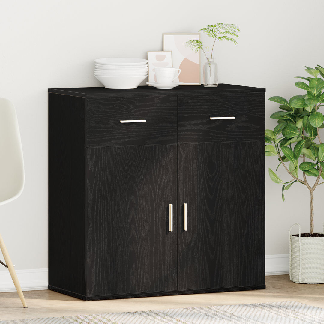 Alpen Home Sideboard 79 X 38 X 80 Cm Engineered Wood Black Oak 80cm H X 79cm W X 38cm D