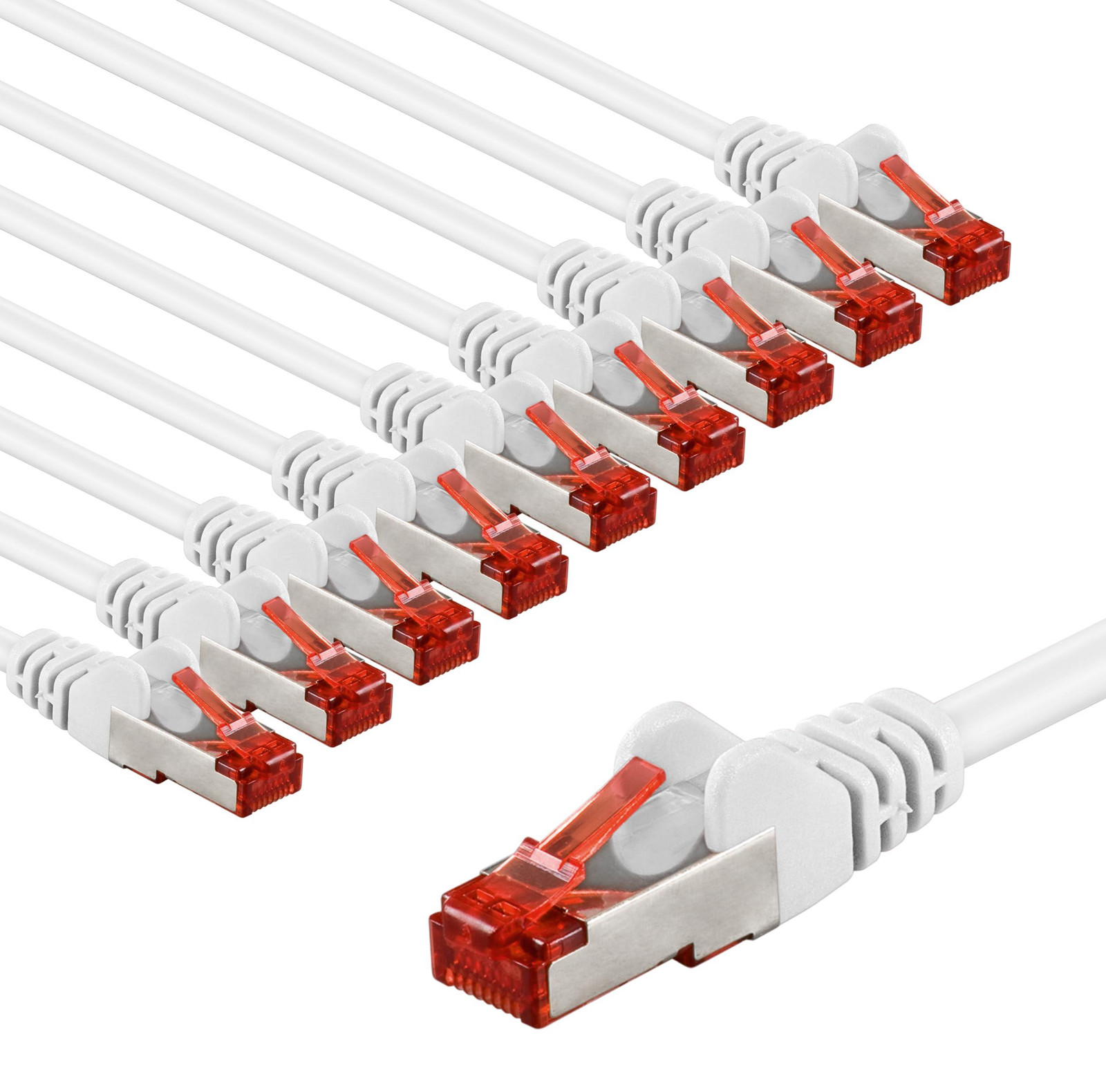 Goobay 65989 CAT6 netwerkkabel set van 10 stuks, afgeschermde S/FTP/CU Ethernet patchkabel