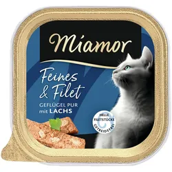 Miamor Feine Filets Adult 100g-Schale Katzennassfutter Geflügel & Lachs 16 x 100g