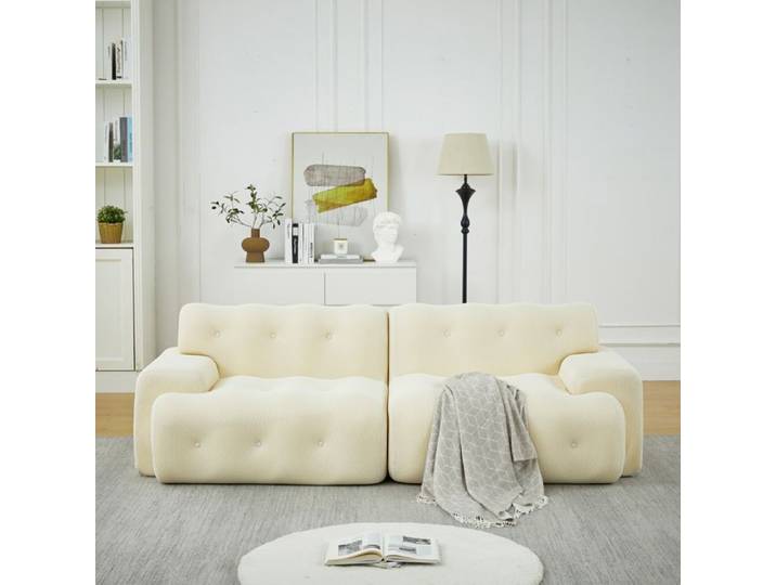 SENVIRO Canapé 2 places lignes douces 224x104x66cm beige