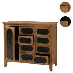 Apothekerkommode HWC-O63, Schrank Schubladen Staufach Vintage Shabby Industrial, Holz Metall 80x91x40cm ~ Korpus natur
