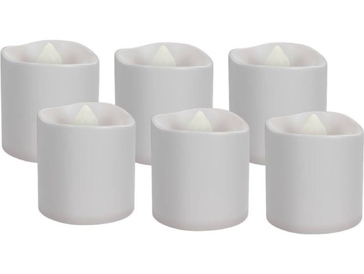 Goobay LED-theelichtjesset - 6 stuks - afstandsbediening - oplaadbaar - wit (6 stuks)