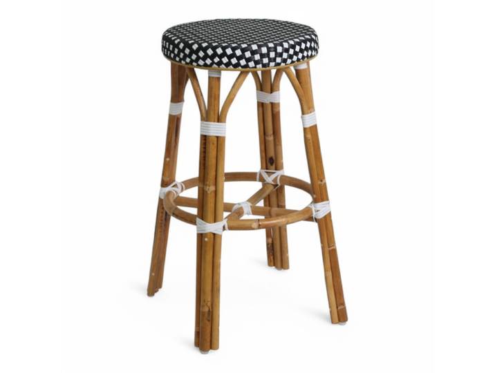 Tabouret de bar ELYSEE - Rotin - Tressage Noir et Blanc