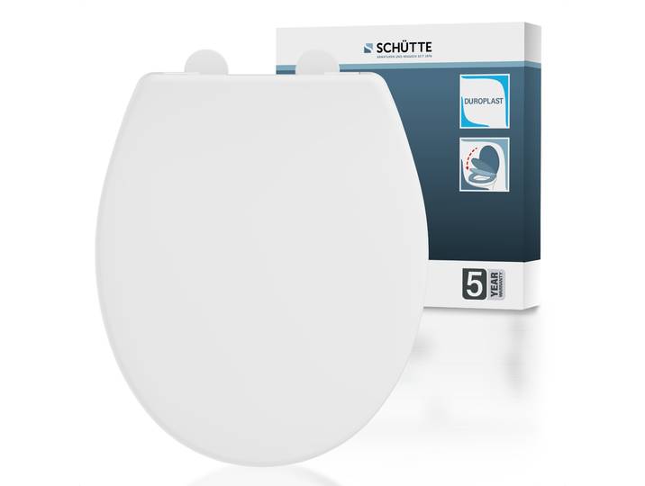 WC-Sitz SCHÜTTE WHITE , weiss (weiß), B:374cm H:46cm L:444cm, Duroplast, WC-Sitze, WC-Sitz, Duroplast, WC-Sitz, Absenkautomatik, belastbar bis 250 kg