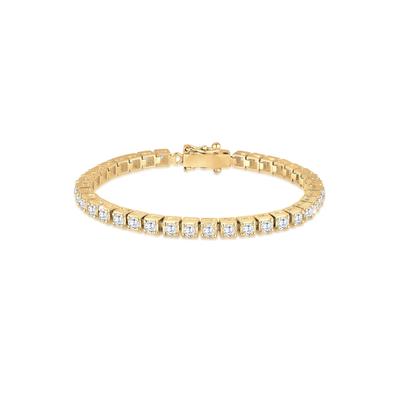 Armkette ELLI PREMIUM "Armband Tennisarmband mit Zirkonia Kristalle 925 Silber" Gr. 190, gold, Armbänder, Damen, 190, Silber 925 (Sterlingsilber), Armkette