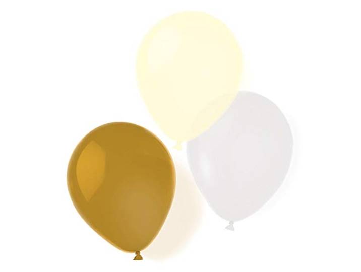 amscan 9904898 8 latex ballonnen brush, goud, lichtgeel, wit