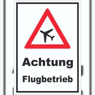 HB-Druck Aufkleber Achtung Flugbetrieb A6 (105x148mm)