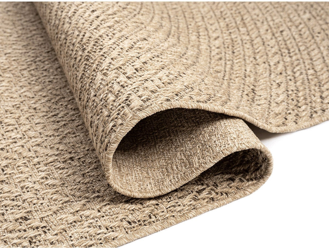 Bay Isle Home Alyrica Dhurrie Area Rug Natural brown Round 160 cm