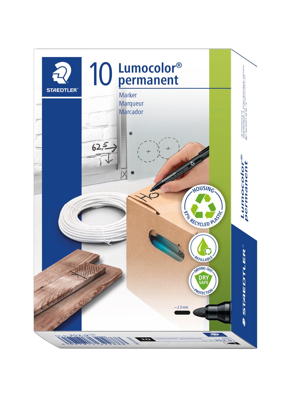 Staedtler Marker Lumocolor permanent.10 pcs Red