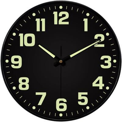 Daily Discovery Luminous Wall Clock Light Digital Quartz Silent Wall Clock For Bedroom Living Room Study black 12 Inch