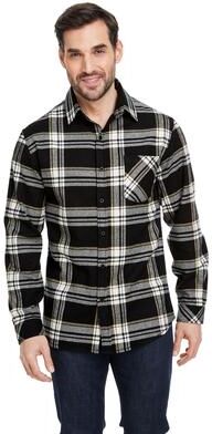 Burnside B8212 Traditional One Pocket Flannel in Black/Ecru size 2XL   Cotton/Polyester Blend 8212