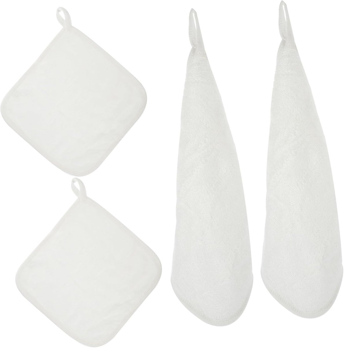 Set van 4 zachte babywashhandjes van bamboevezel - Wit
