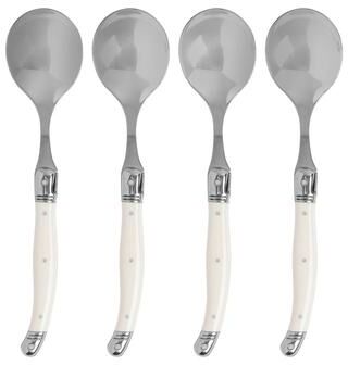 French Home, Set of 4, Laguiole Soup Spoons with Faux Ivory Handles