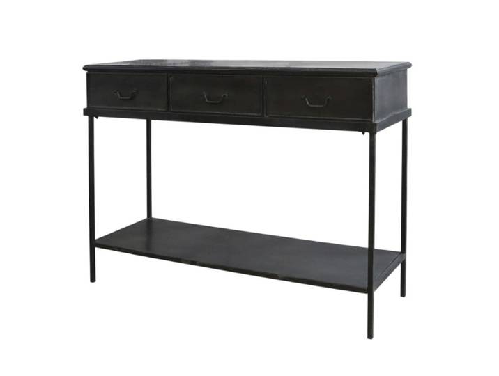Table console desserte en fer noir antique 123 x 41 x 91 cm