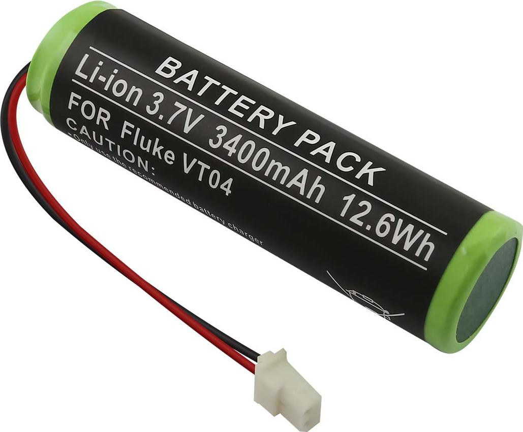 Avizar Accu voor Fluke VT04 Infrarood Thermometer, Lithium-ion, 3.7V, 3400mAh, Zwart/Groen