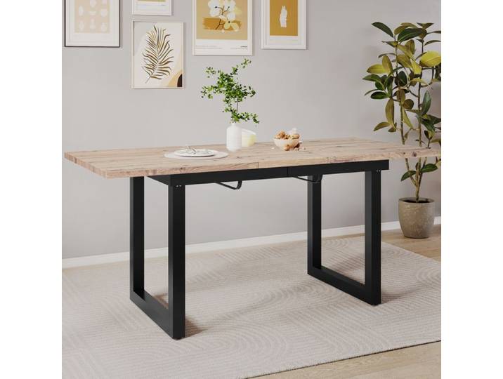 Table de salle à manger extensible L140/180*W80*H75 style industriel rectangulaire table à café de loisir table