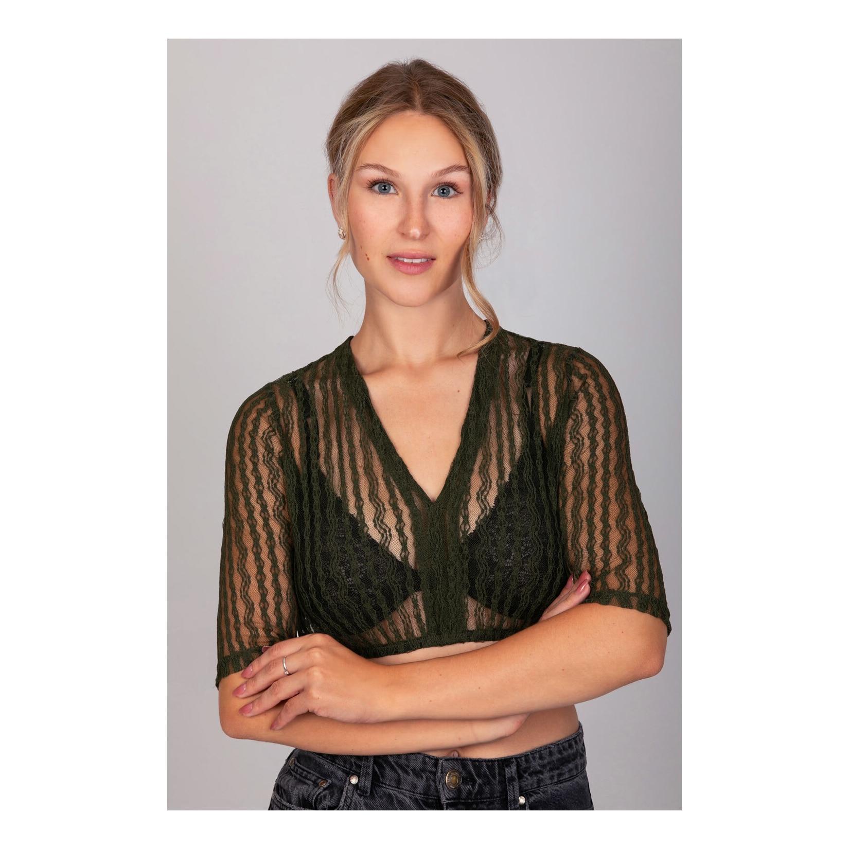 Dirndlbluse Anna Khaki Grün