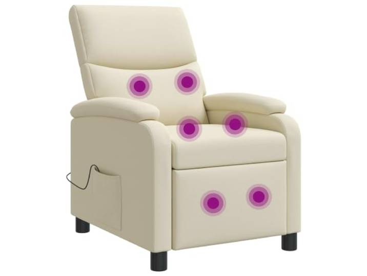 Massage Relaxsessel Creme Kunstleder Neigbar 115°-160°, Rahmen aus Metall und Holzwerkstoff, weiche Schaumstoff-Füllung, leicht abwischbar