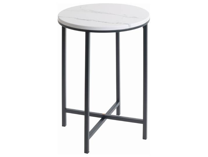 Table d'appoint Dirayz - ronde Ø 39cm Blanc/Imitation marbre blanc