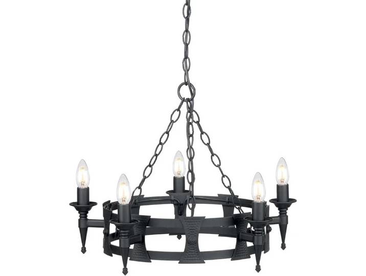 Elstead Lighting LED Kroonluchter 5X E14 Max 60W Dimbaar Black