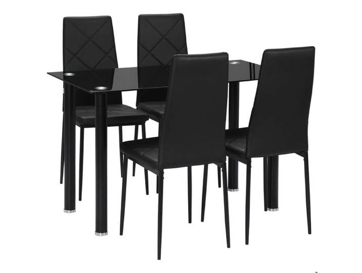 Ensemble table à manger - HOMCOM - meubles 5 pièces cuisine salle à manger plateau verre trempé - acier - noir
