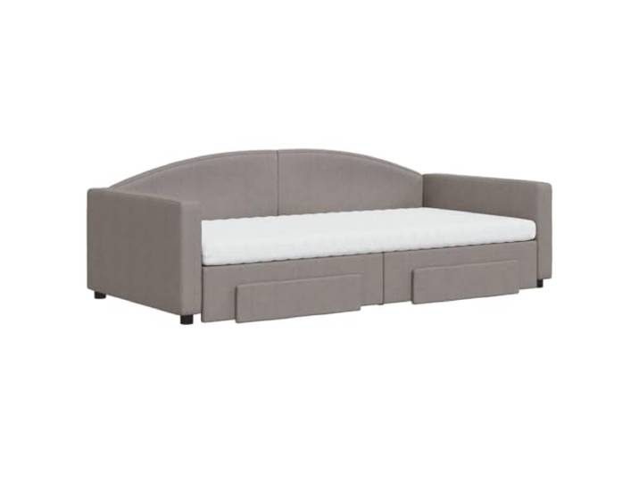 KTHLBRH Ausziehbares Schlafsofa 2 in 1, Taupe, 100 x 200 cm 2 Schubladen, 2 Schaumstoffmatratzen, Gestell aus Holz und Metall, Stoff 100 % Polyester