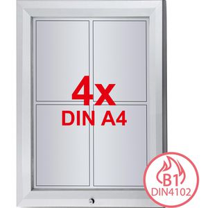 Showdown-Displays Schaukasten T-Linie, B1, außen, 4 x A4 (A2), magnetisch, abschließbar, schwer entflammbar