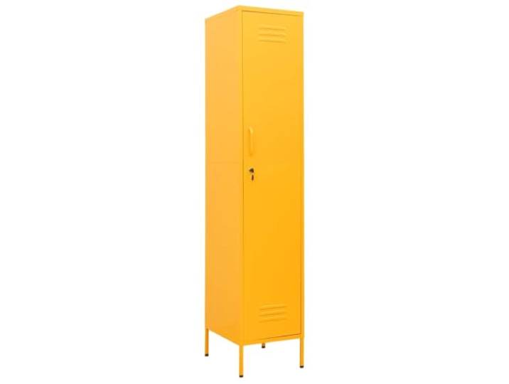 KLGBNCVE Schließfachschrank Senfgelb 35x46x180 cm Stahl Mit Schlössern, 4 Einlegeböden, Stellfüße, Stahl, Büro, Aufbewahrung