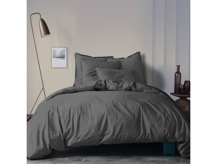 Housse de couette unie en coton anthracite 260x240cm