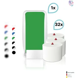 Blanc HYGIENIC SET: 1x Toilettenpapierspender Doppelrollen Blanc Cosmos + 32 Toilettenpapierrollen Long Life 3L - PRODUKTSET