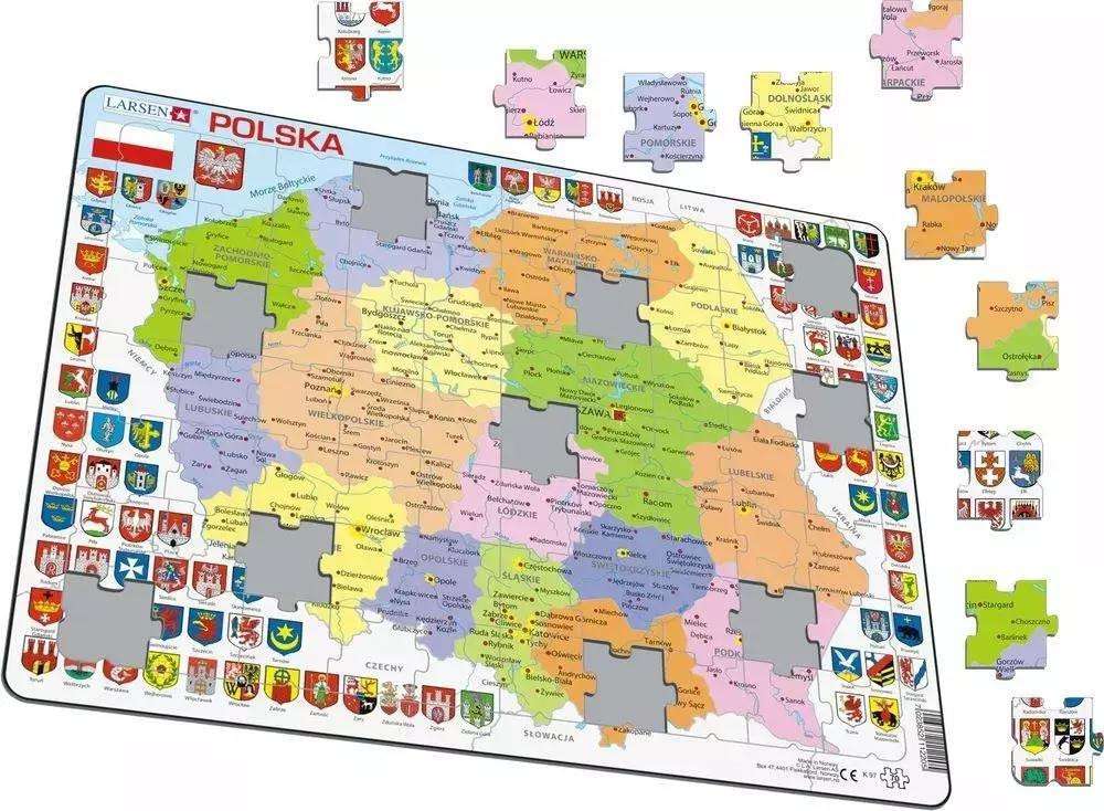 Larsen Puzzel Politieke kaart van Polen Maxi-formaat