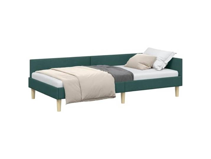 vidaXL Eckbettgestell Dunkelgrün 90 x 200 cm Stoff, Stylisches, multifunktionales Tagesbett, platzsparende Bettenlösung, wendbares Kopfteil, stoffgepolstertes Eckmöbel, Schlafzimmer