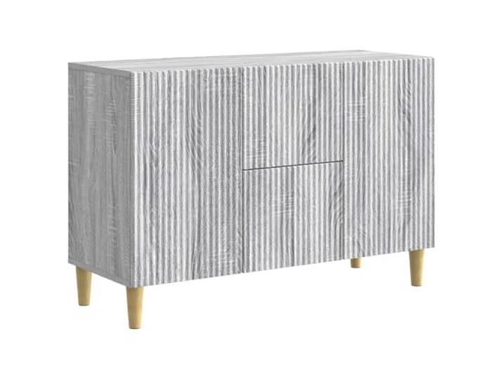 Sideboard Sonoma-Grau 89 x 34,5 x 60 cm Holzwerkstoff Rechteckige Form, Fächer, abgerundete Beine, Anrichte, Buffet, pflegeleicht