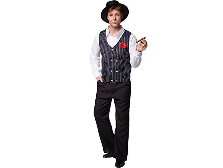 TecTake dressforfun Charleston kostuum voor heren krijtstreep vest Inclusief grote hoed (M nr. 301616)