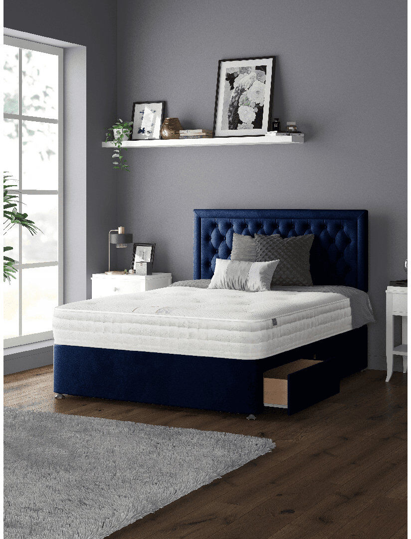 Marlow Home Co. Urbank Upholstered Divan Bed Royal Blue Single (3')