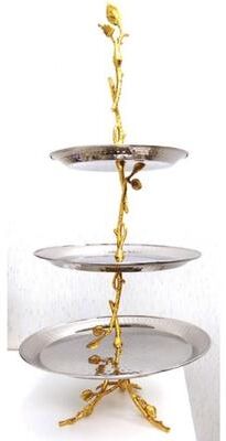 Elegance Heim Concept Gilt Leaf 3-tier Tray