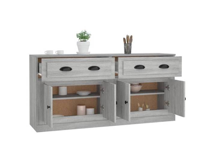 Buffets 2 pcs sonoma gris bois d'ingénierie_2 ans garantie_46011