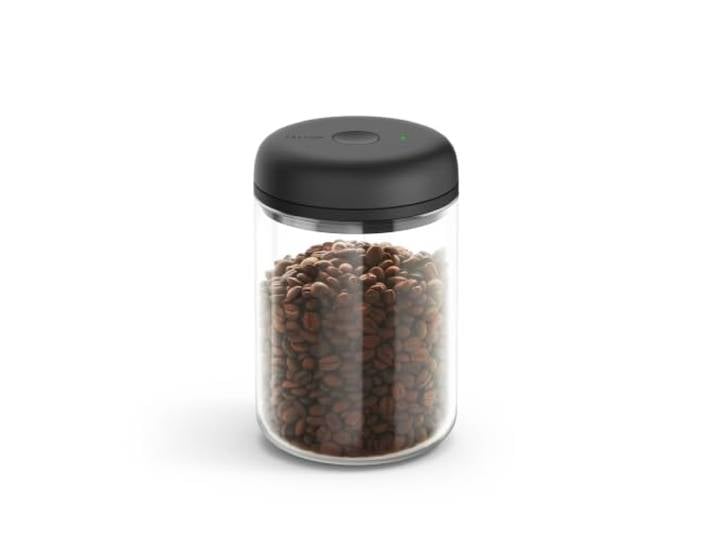 Fellow Atmos Elektrische Vakuum Kaffeedose Luftdicht, 1,2 L, Klarglas Hält Kaffeebohnen 2x länger frisch per Knopfdruck, Kaffeebehälter Vorratsbehälter, Vakuumbehälter für Tee Gewürze Nüsse