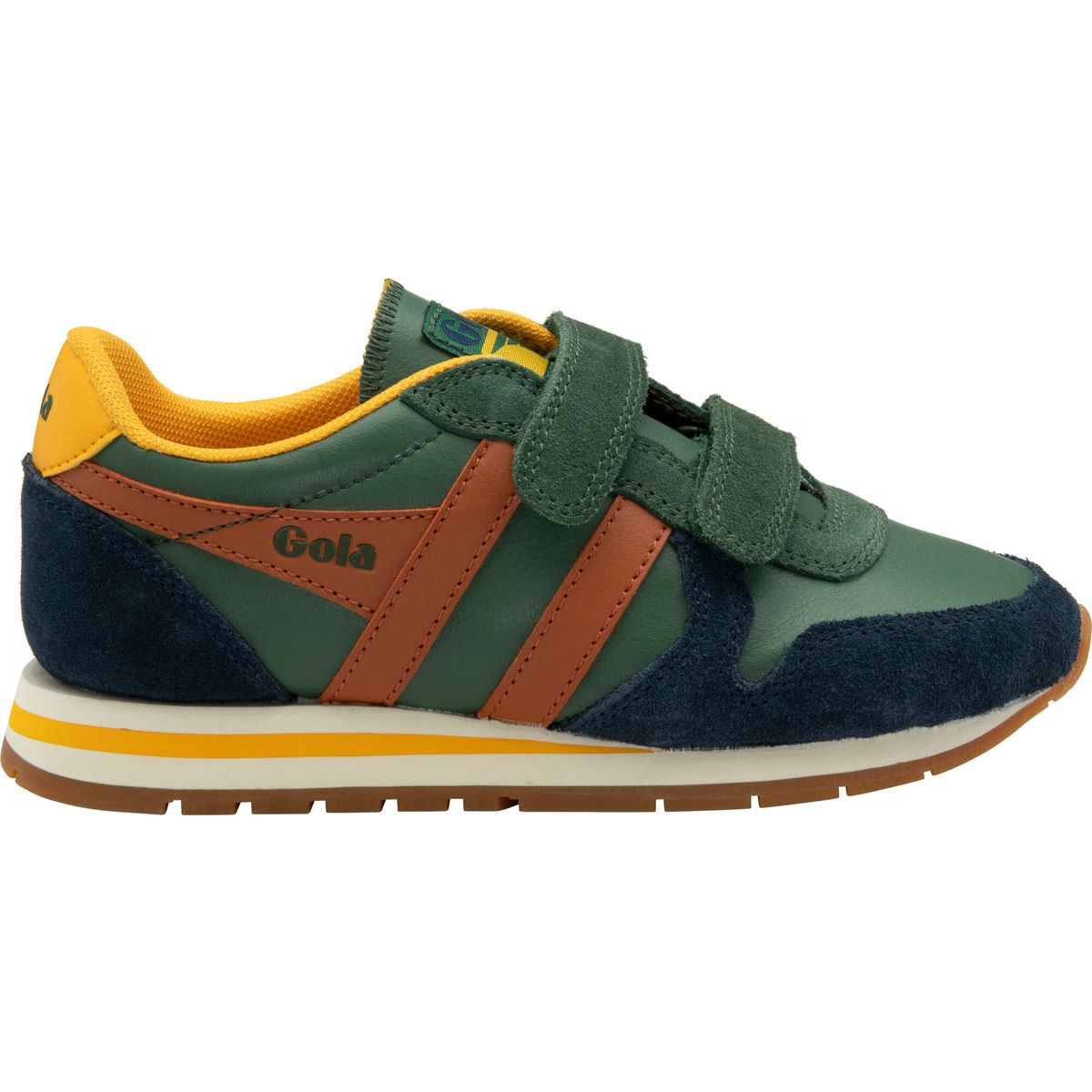 Gola Daytona Pure Strap Sneaker Kids evergreen/navy/moody orange (NE) 1 CKA319-NE-1-evergreennavymoodyorange
