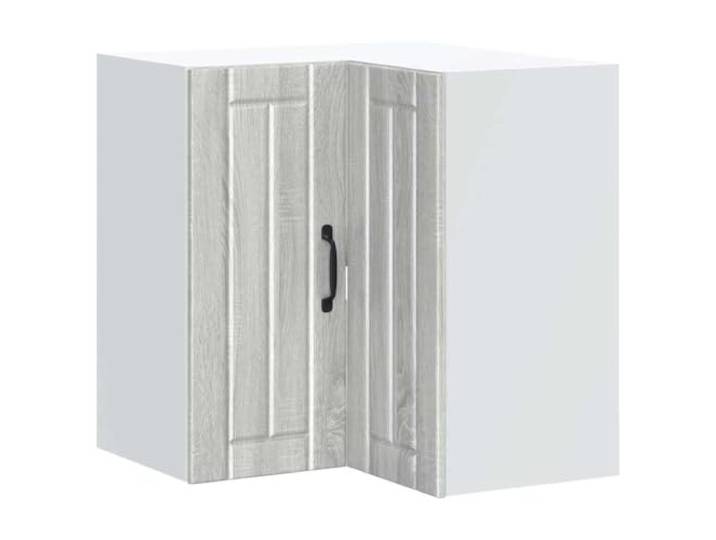 HKTMGDNG Küchen Eckhängeschrank Lucca Grau Sonoma 57x57x60 cm Platzsparender Eckschrank aus Holzwerkstoff für Küche und Esszimmer mit stabiler Wandmontage und reichlich Stauraum.
