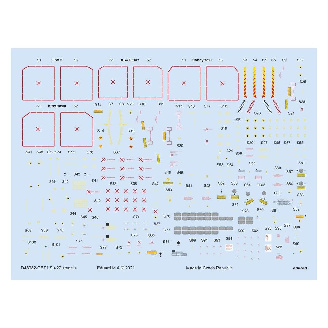 Eduard Su-27 stencils 1/48 for ACADEMY/KITTY HAWK/HOBBY BOSS/GWH (D48082)