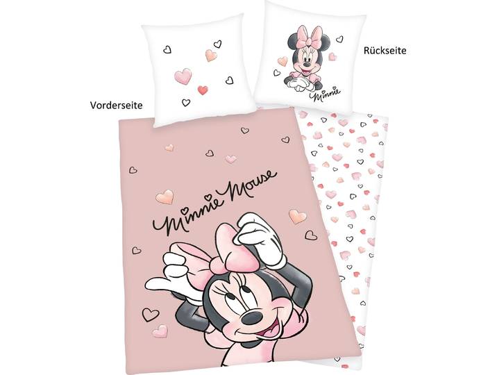 Kinderbettwäsche DISNEY Disney´s Minnie Mouse , bunt, B/L: 135cm x 200cm, 1 Stk., 1 Stk., Renforcé, B/L: 80cm x 80cm, Renforcé, Obermaterial: 100% Baumwolle, Bettwäsche, Kinderbettwäsche, mit tollem Minnie Mouse Motiv