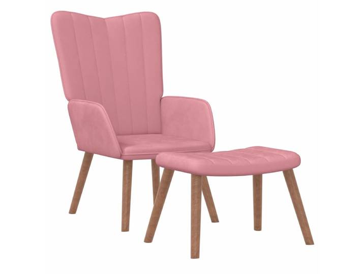 vidaXL - Relaxstoel - met - voetenbank - fluweel - roze