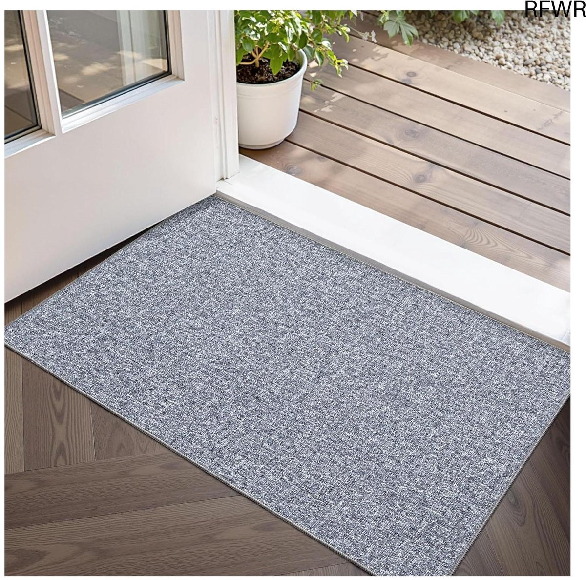 RFWR Antislip Binnendeurmat Lichtgrijs - Wasbare Voordeurmat met Laag Profiel - B/D: 75 x 44 cm