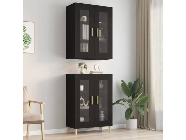 LE SOLDE Placard mural de cuisine/Vaisselier Haut - PARAJ - Armoire suspendu - suspendue Noir 69 5x34x90cm@16269