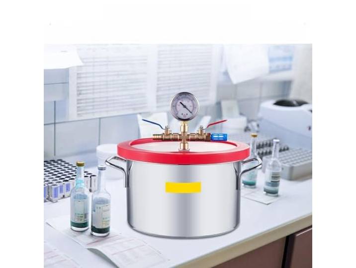Edelstahl-Vakuumkammer 1,5–5 Gallonen Vakuum-Entgasungskammer Glasdeckel Silikone for Gasextraktion und Schutz Fo Stabilität Gewährleisten(3 Gallon)