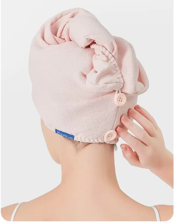 INF Mikrofaser-Haartrocknungsmütze, schnelltrocknender Handtuchturban Rosa