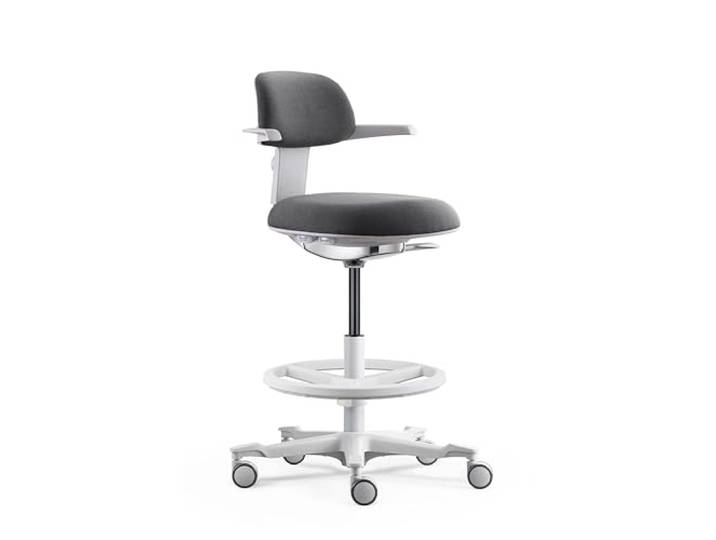hjh OFFICE Ergonomischer Arbeitsstuhl TOP Work 40 W – Stuhl mit höhenverstellbarer Rückenlehne, Verstellbarer Sitzneigung & Sitztiefe, höhenverstellbarer Fußring, Grau/Weiß